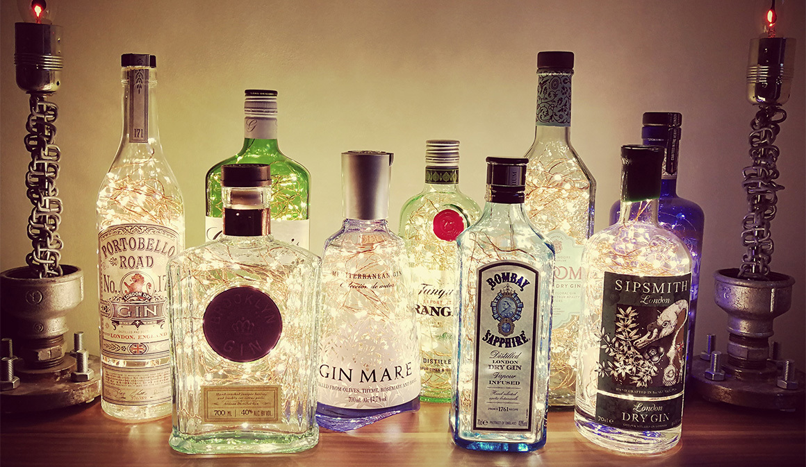Gin bottle lights Retro Style Media