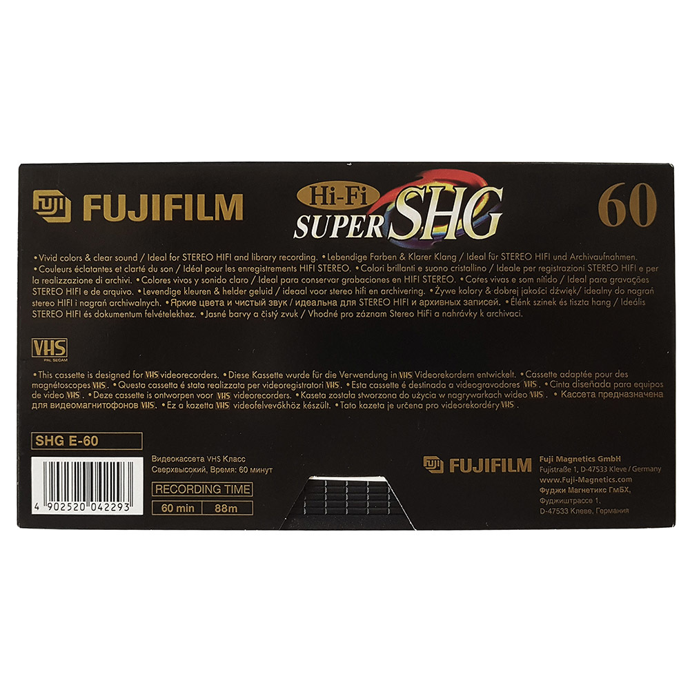 60 VHS Cassette Hi Fi FUJI Super SHG E