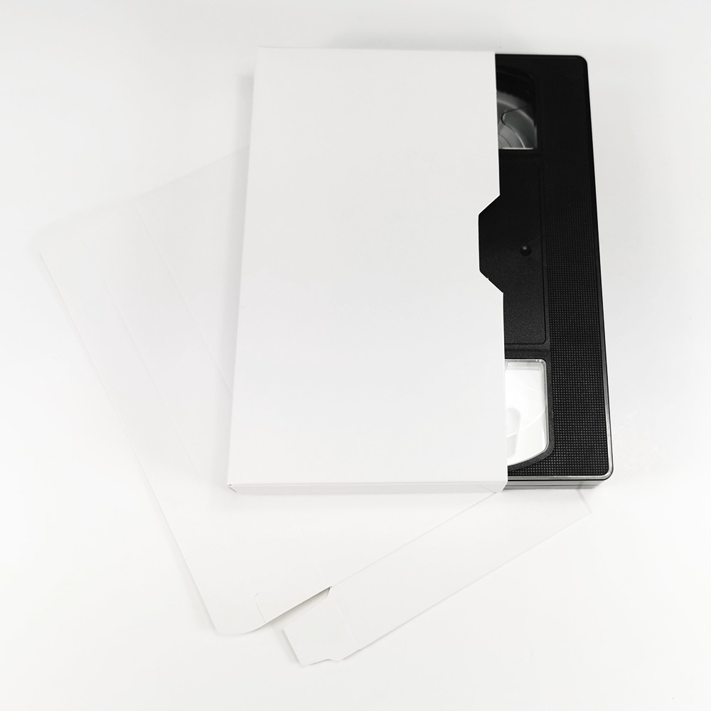 White card VHS cassette tape slipcase Retro Style Media