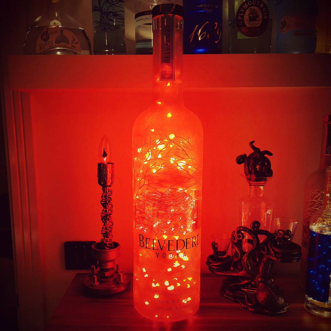 Belvedere Vodka very large LED bottle light, 6 litre Retro Style Media
