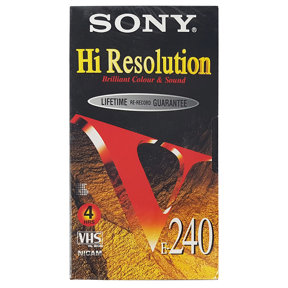 Sony Hi Resolution E240 VHS cassette tape Retro Style Media