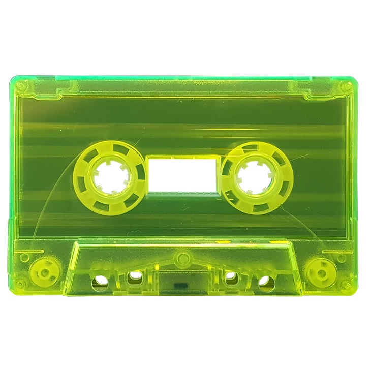 Clear 'Toxic Green' blank audio cassette tapes Retro Style Media
