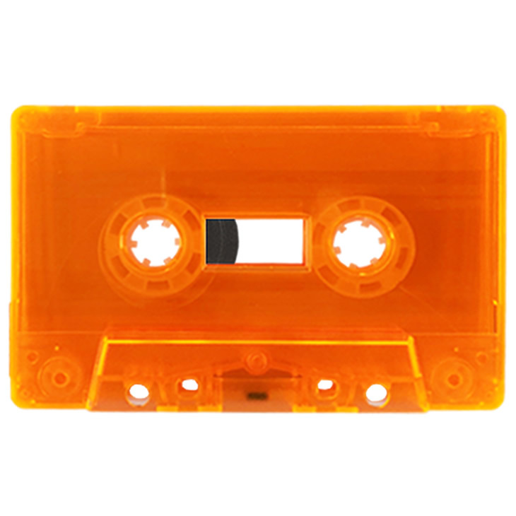 Transparent bright orange blank audio cassette tapes Retro Style Media